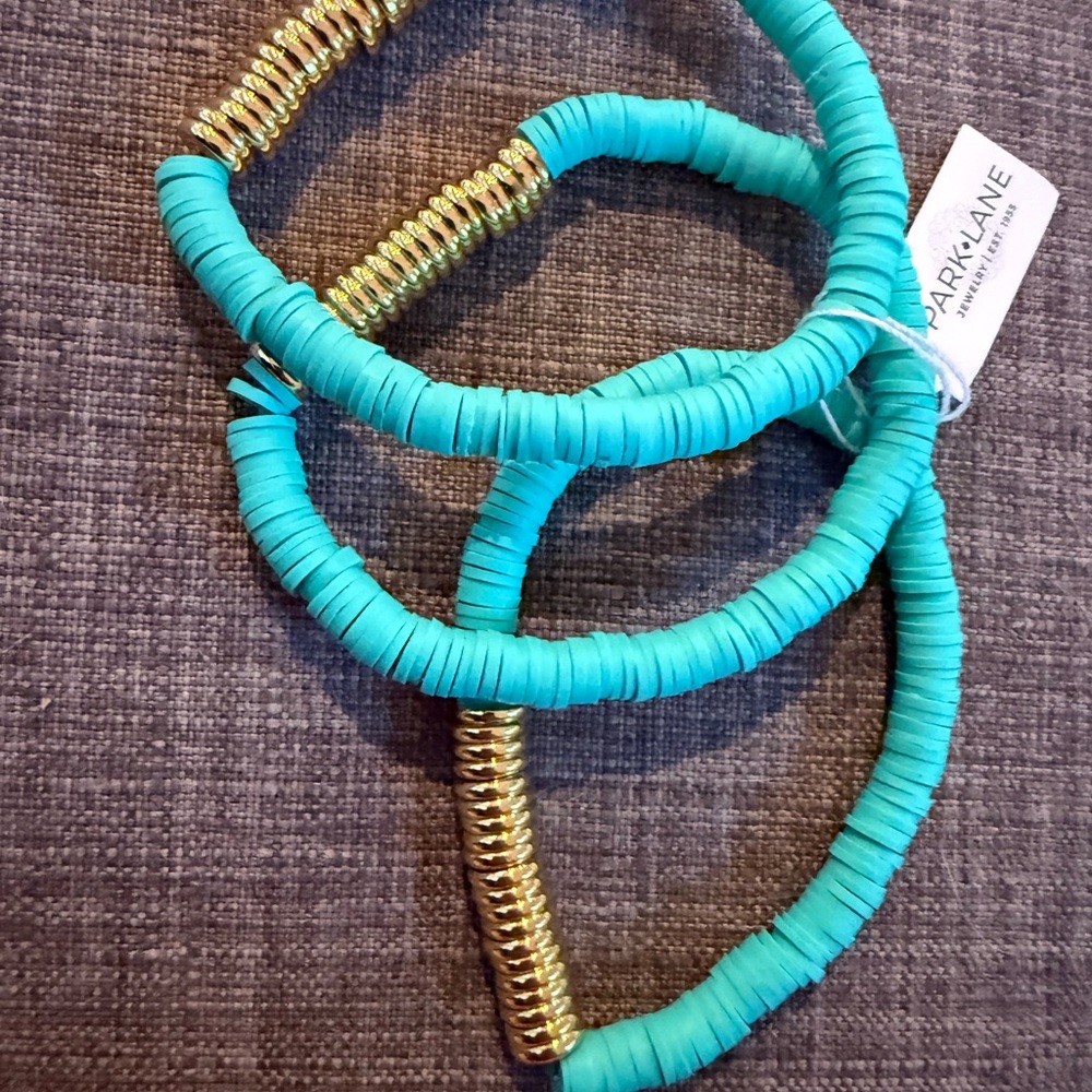 Park Lane Aqua and Gold Beaded bracelets